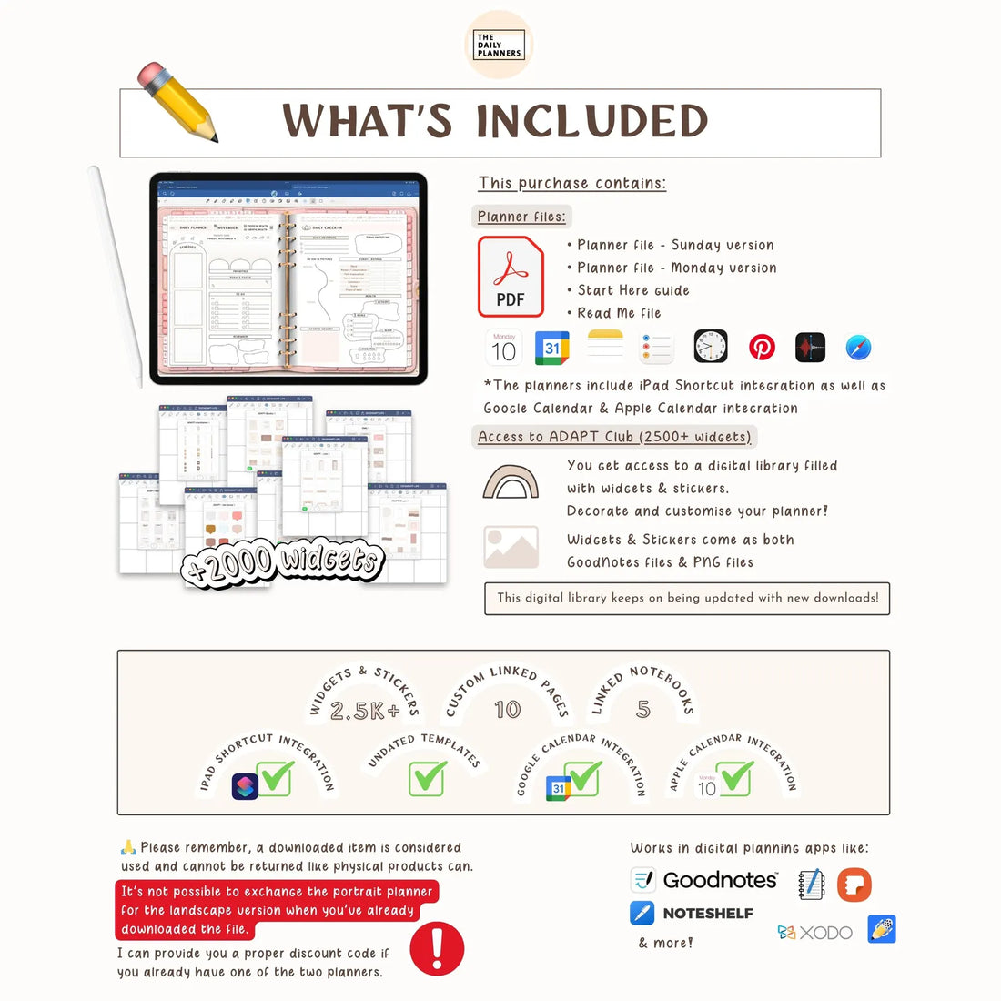 2025 ADAPT LIFE planner - Regular Landscape DATED Digital Planner GoodNotes, Noteshelf & more, 2500+ Widgets stickers | Monthly Weekly Daily